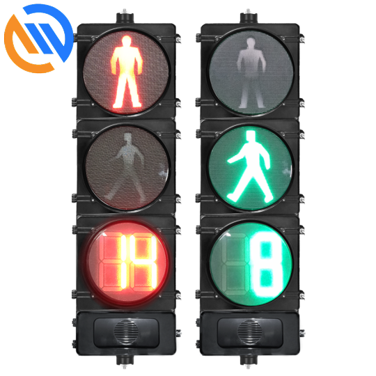 Đèn tín hiệu dành cho người đi bộ hiệu suất 300mm có bộ đếm thời gian đếm ngược và thiết bị dành cho người đi bộ bằng âm thanh